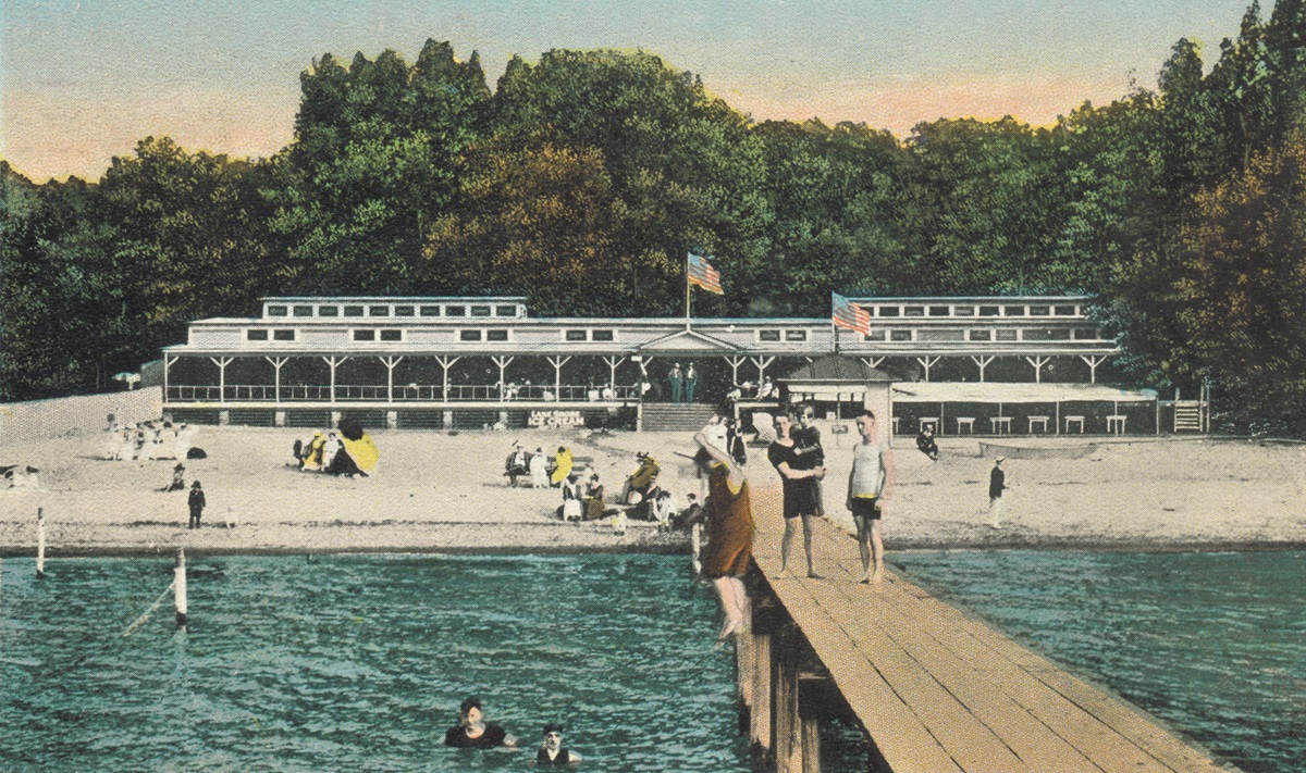 Bath house and pier from Lake Erie